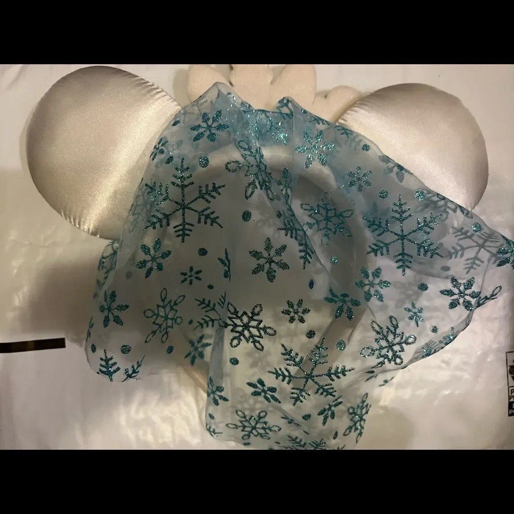 Disney Parks Blue White Sparkle Elsa Minnie Mouse Ears Headband
